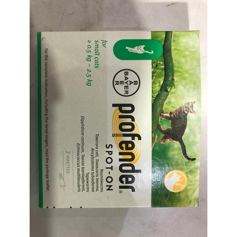 Jual BAYER PROFENDER SPOTON FOR SMALL CATS > 0,5KG2,5KG 1 BOX ISI 2