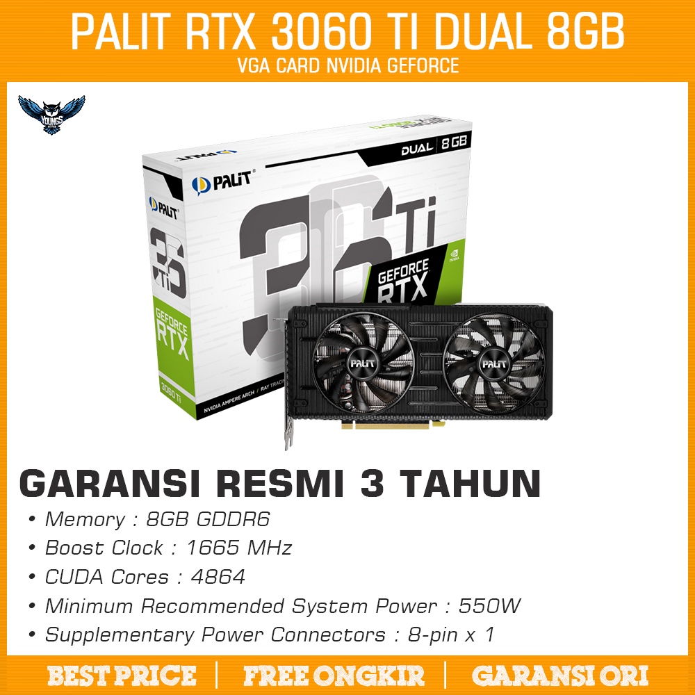 Jual VGA PALIT RTX 3060 Ti Dual 8GB DDR6 | Nvidia GeForce 3060Ti ...