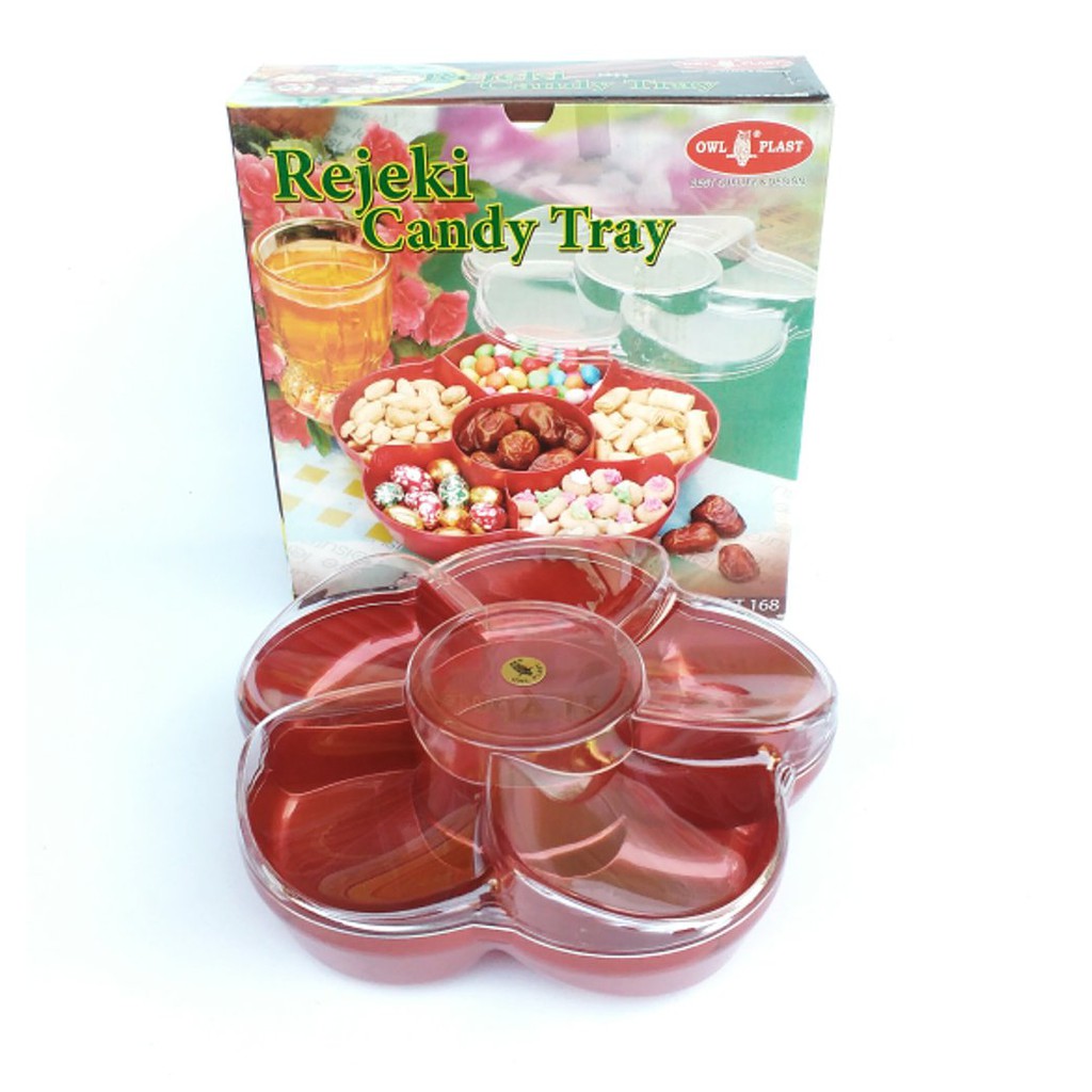 Jual Toples Bunga 6 Sekat Candy Tray Toples Candy Tray 6 Sekat Tutup