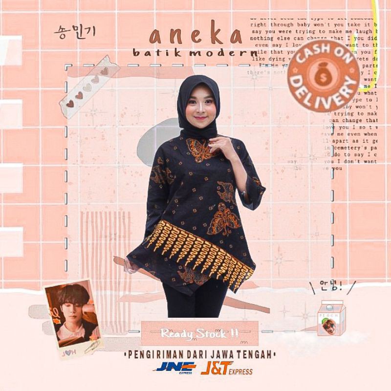 Jual ATASAN BAJU BATIK WANITA CEWEK KERJA KANTOR FORMAL MODERN KEKINIAN ...