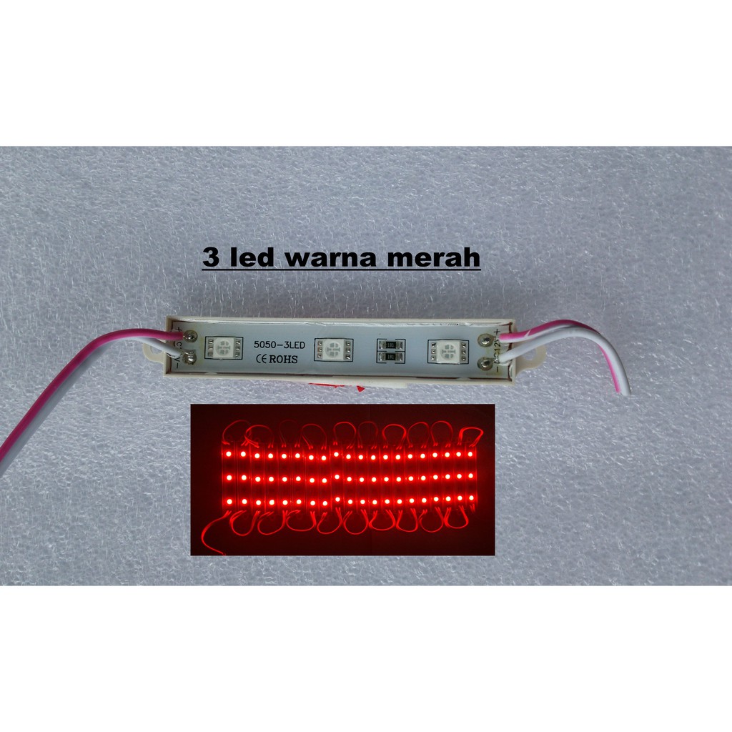 Jual Lampu LED Strip 3 Mata SMD 5050 WATERPROOF 12V IP65 Warna Merah ...