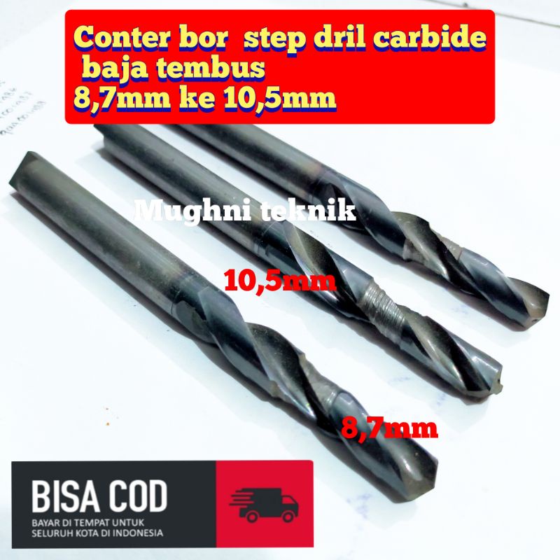 Jual Counter bor step dril carbide baja tembus 8,7mmx10,5mmx110mm ...