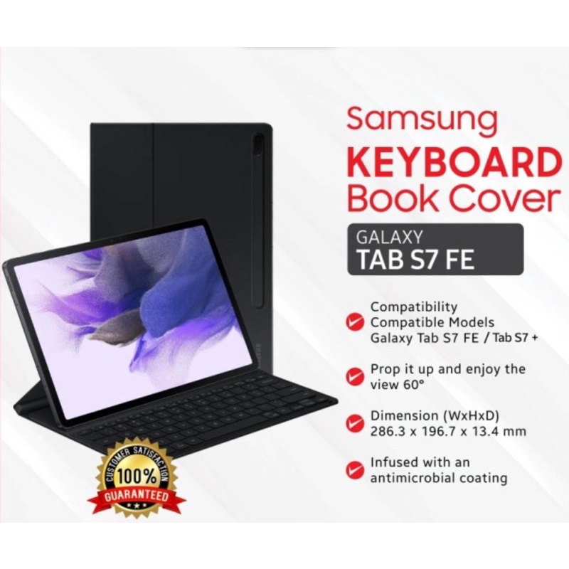 Jual Book Cover Keyboard Slim Tab S7fe / tab s7+ / tab s8+ ORIGINAL