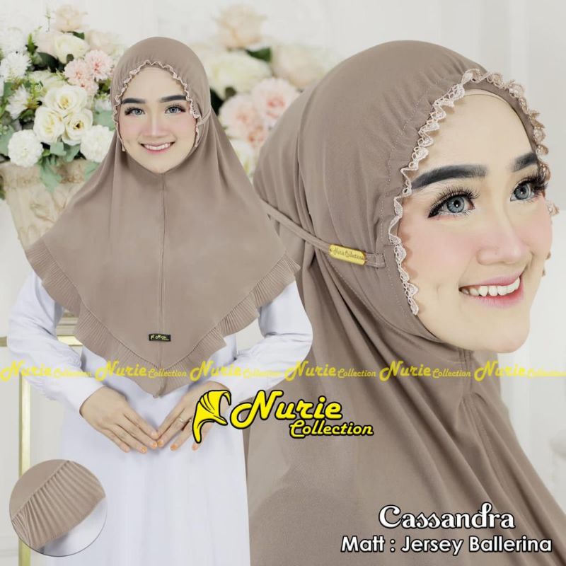 Jual [Ori Nurie] CASSANDRA ••hijab bergo instan tali renda••hijab ...