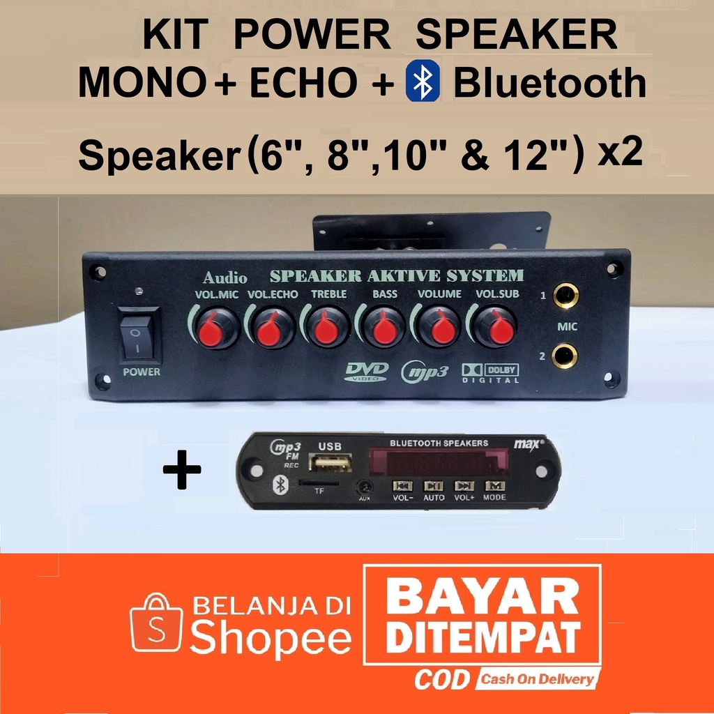 Jual KIT POWER Speaker Aktif MP3 ECHO Bluetooth MONO (GT8812EU1