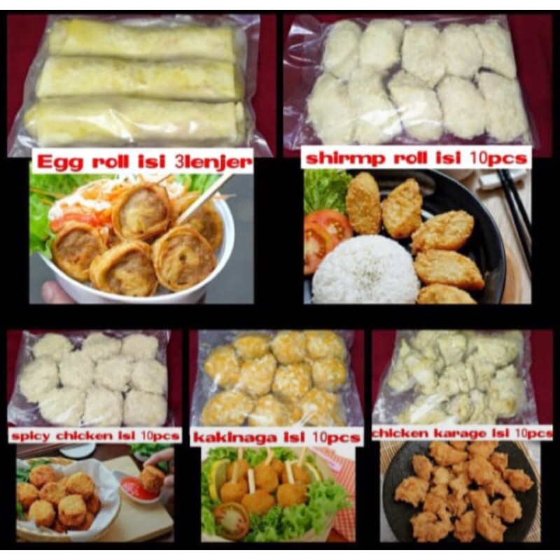 Jual frozen food ala hokben, egg roll, shrimp roll, chicken katsu, kani roll, dll Shopee Indonesia