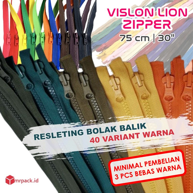 Jual Resleting Zipper Sleting Jaket Vislon Lion Plastik Panjang Cm