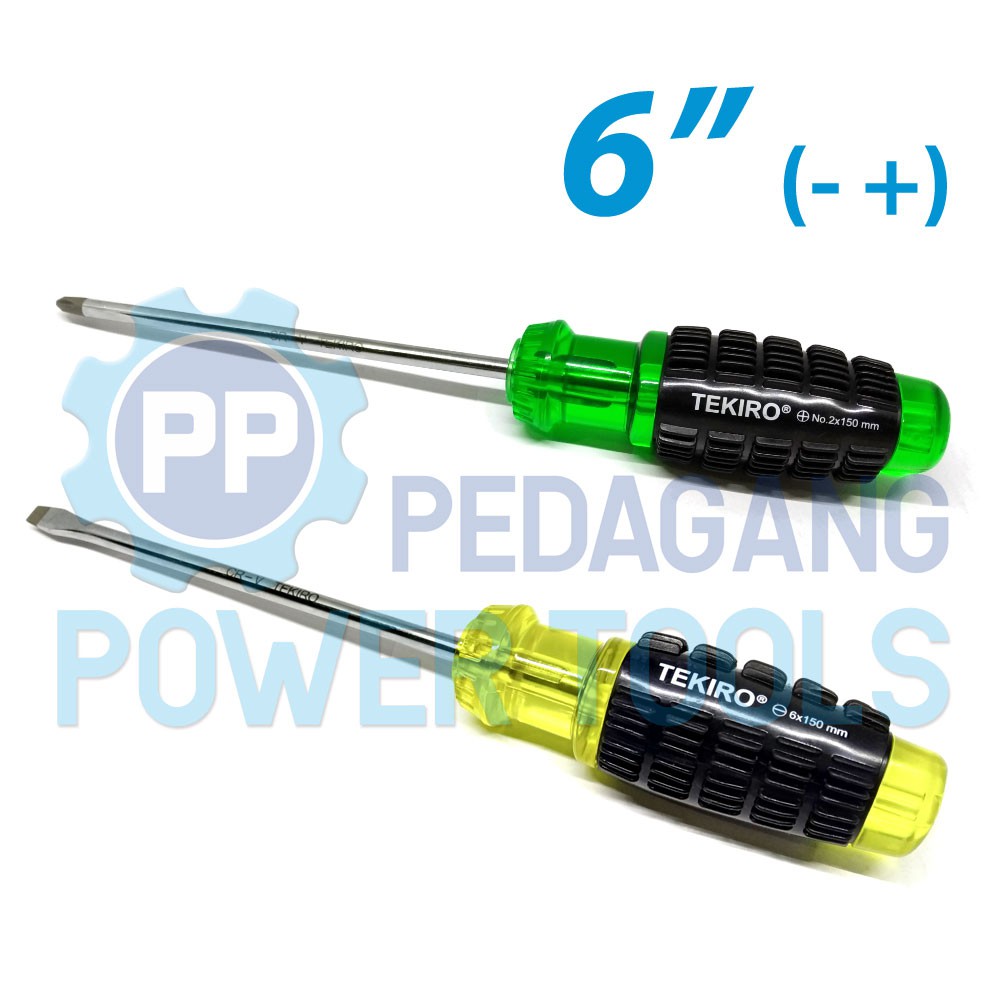Jual PAKET 2 SET TEKIRO OBENG 6 INCH PLUS MINUS GAGANG KARET ...
