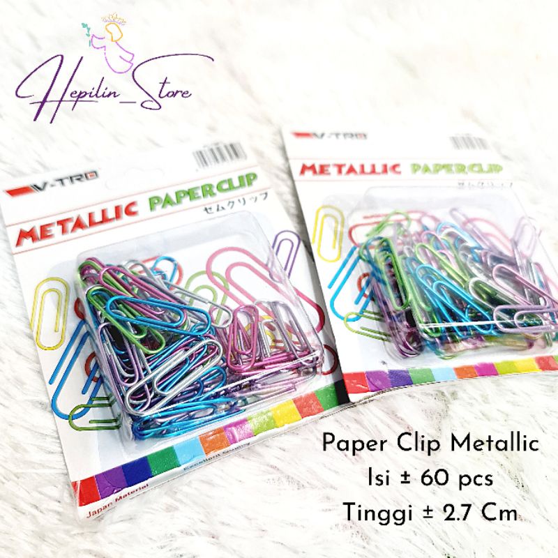 Jual Paper Clip Metalik Warna Warni VTRO / Metallic PaperClip / Paper