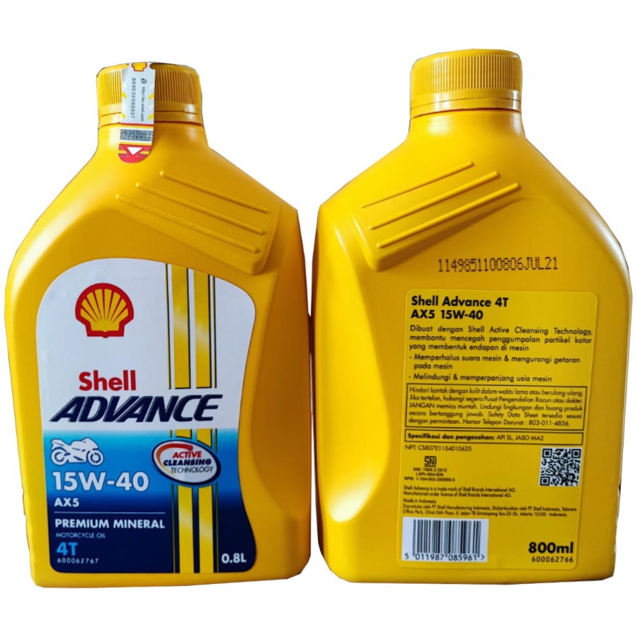 Jual Oli Mesin Shell Advance AX5 15W 40 800ml Shopee Indonesia