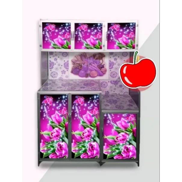 Jual stiker Rak Piring untuk ukuran 6 pintu motif bunga ungu | Shopee ...