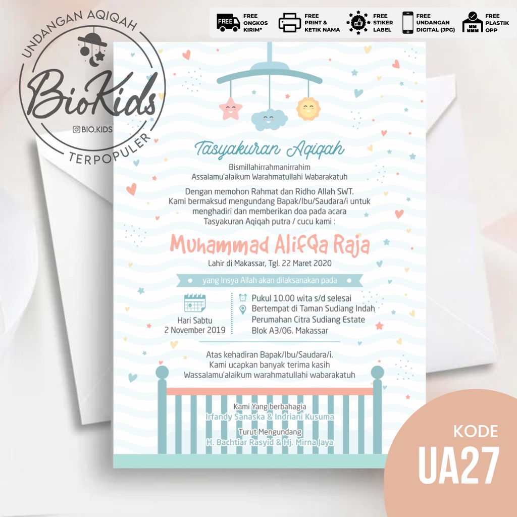 Jual [30 Desain] Undangan Aqiqah, Syukuran, Selapan, Tasyakuran