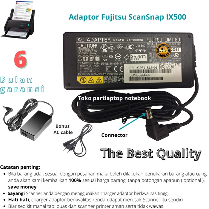 Fujitsu ScanSnap IX500 Document Scanner PA03656-B002 W/ Power Adapter Q