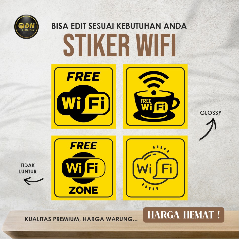 Jual Stiker Free Wifi 15 cm untuk Dinding Kaca Cafe Warung Warnet Bis ...