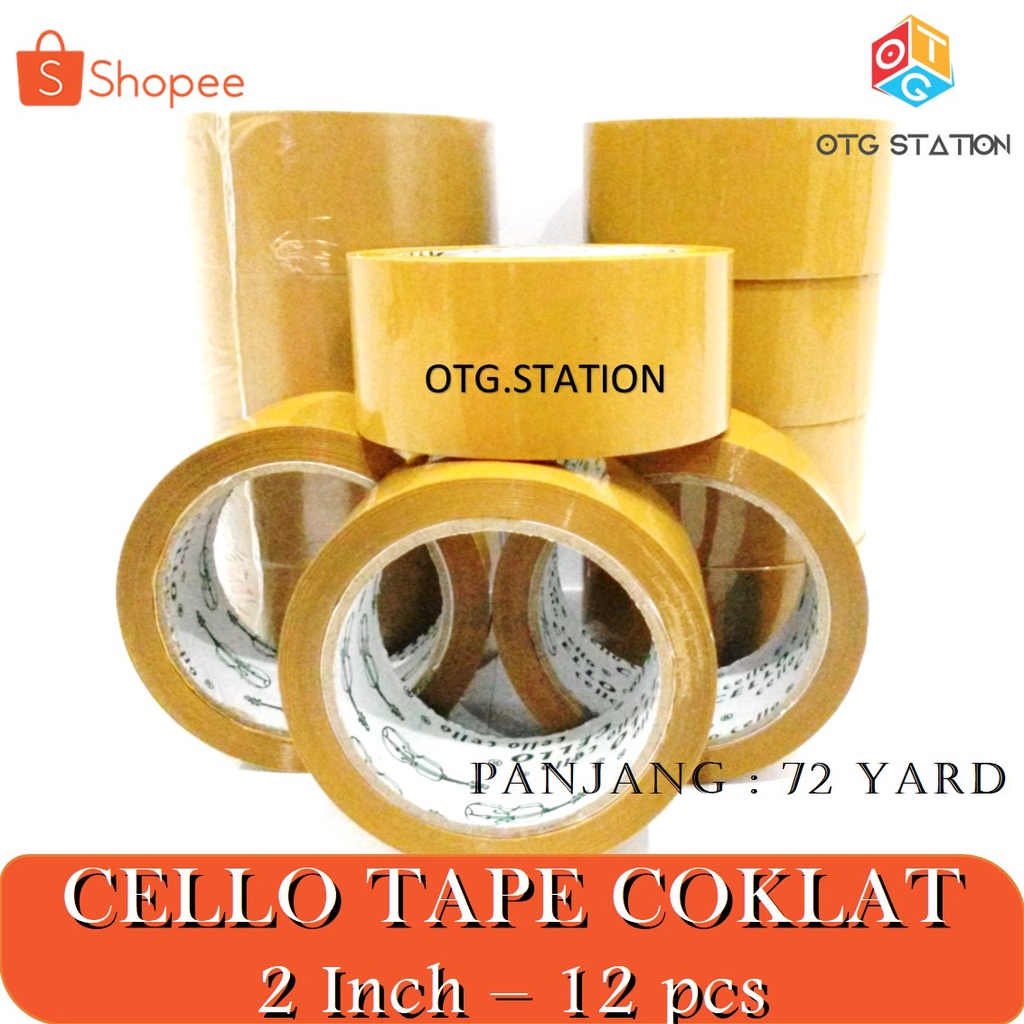 Jual Cello Tape Coklat 2 Inch 12 pcs Isolasi Coklat Besar Cellotape ...