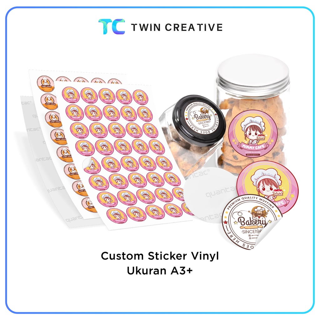 Jual Custom Cetak Stiker Label Vinyl A3 Tahan Air Sticker Kemasan Produk Stiker Vinyl A3 3651