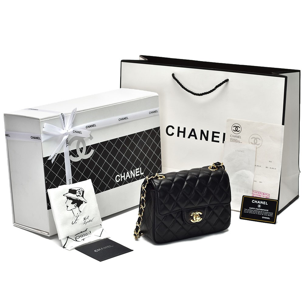 Jual Tas Chanel Classic Mini Square Lambskin Hitam GHW Shopee