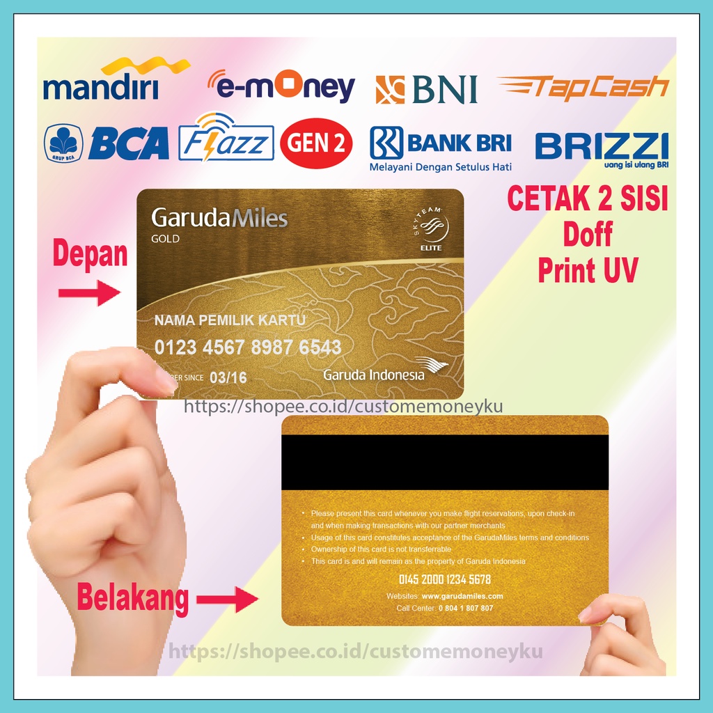 Jual KARTU EMONEY CUSTOM NAMA GARUDA CARD GOLD ETOLL EMONEY MANDIRI ...