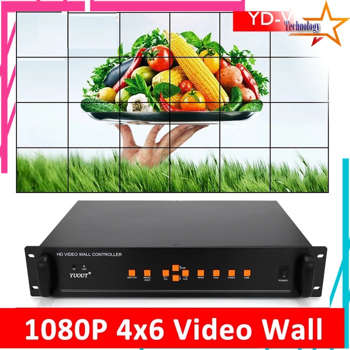 Jual Video Wall Controller 4x6 6x4 1080P (Input HDMI,VGA,USB,AV) U/ 24 ...