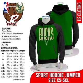 Jual Hoodie-Basket-NBA-Milwaukee-Bucks-HIJAU Harga Terbaik