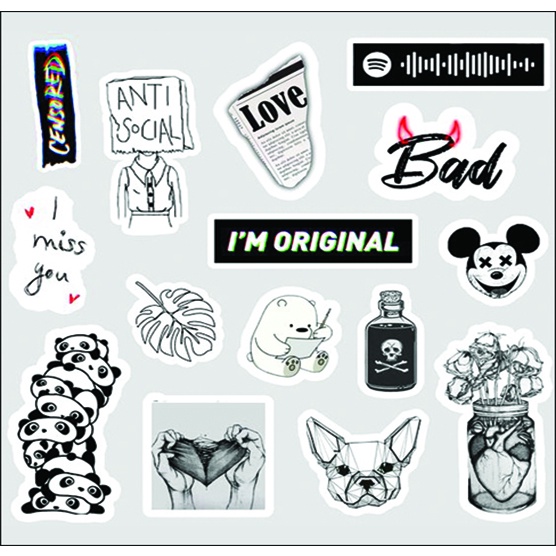 Jual [Black Series] MINI Black Sticker Aesthetic | Sticker Case Sticker