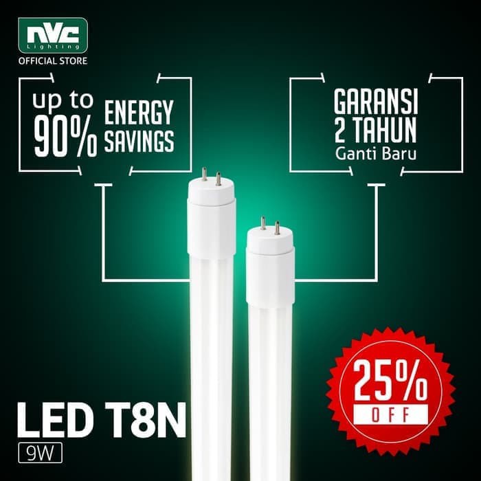 Jual PROMO LAMPU LED NVC T8N 06 9W 6500K 220-240V ( GARANSI 2 TAHUN ...
