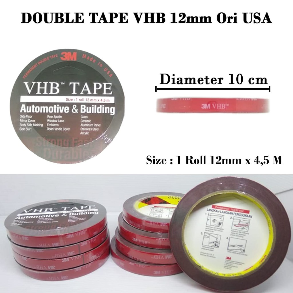Jual 3M VHB Double Tape Doubletape 12MM Ori USA 4900 CAD Shopee Indonesia