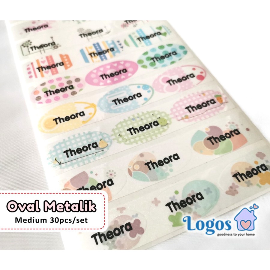Jual Oval Metalik MEDIUM Label nama waterproof Special stiker motif ...