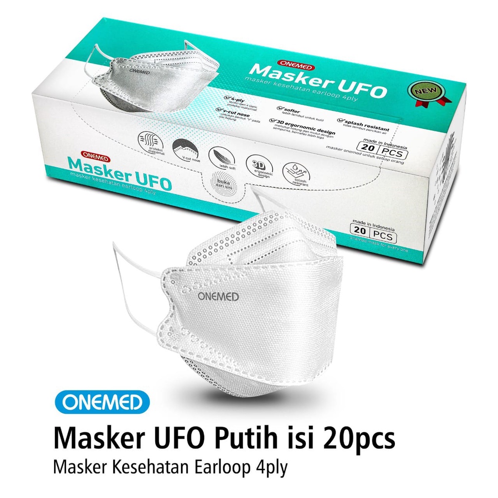 Jual ONEMED - MASKER UFO 3D PUTIH | MASKER EARLOOP 4 Ply | MASK MEDIS ...