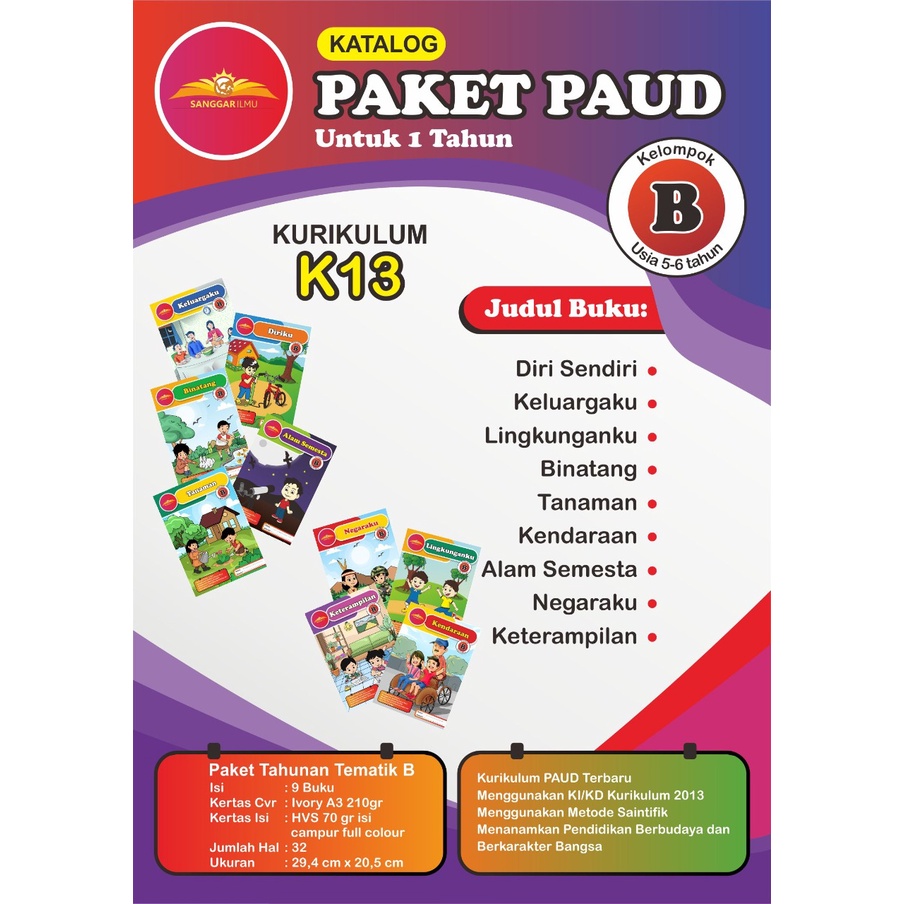 Jual BUKU PAKET PAUD/TK KURIKULUM 2013 KELOMPOK B UNTUK 1 TAHUN ...