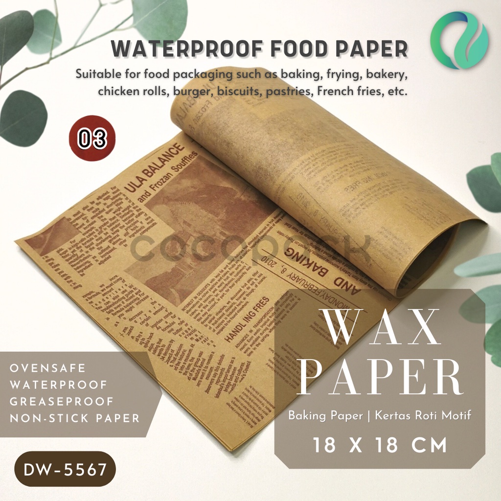 Jual Baking Paper Wax Paper Kertas Roti Motif 18 x18cm | Shopee Indonesia