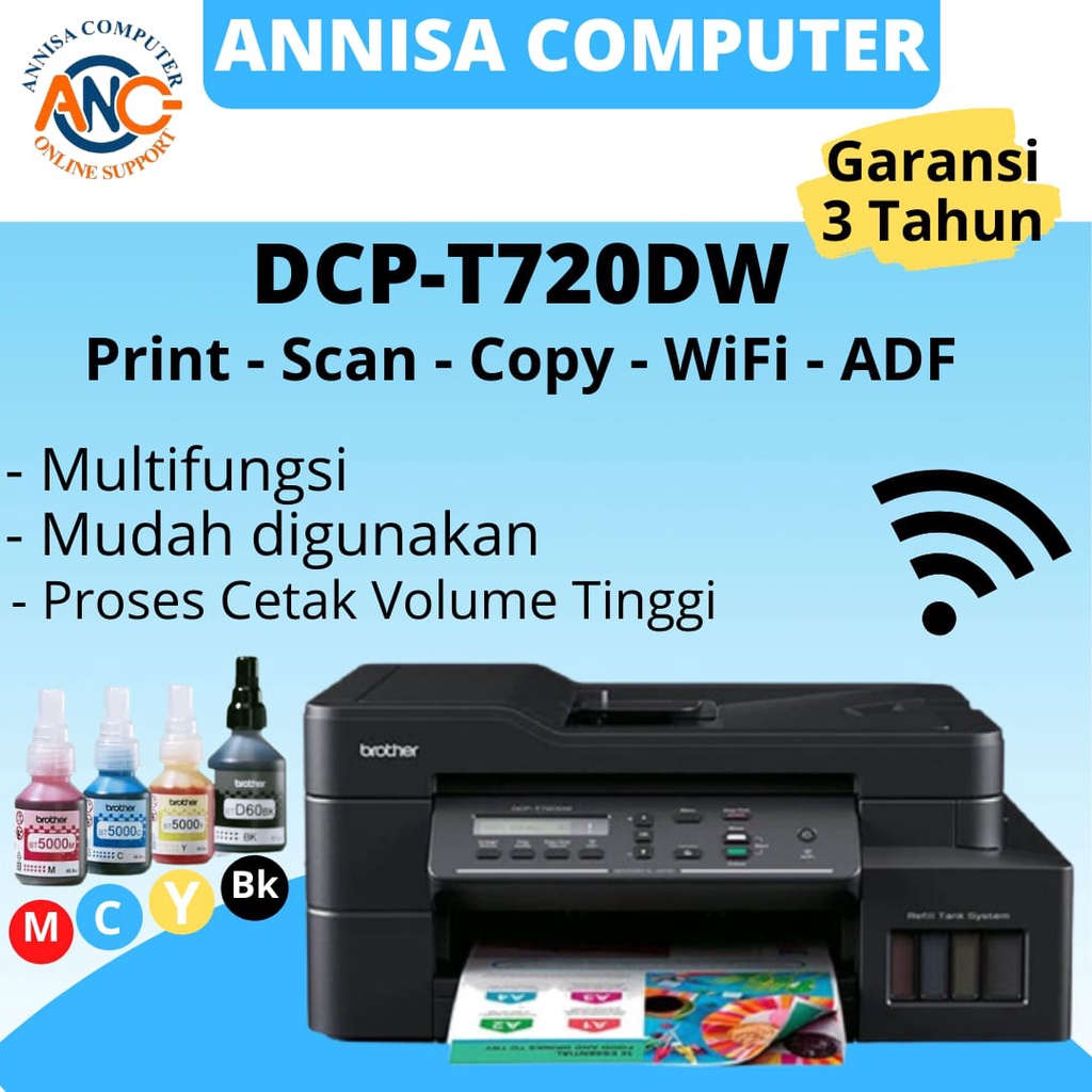 Jual PRINTER BROTHER DCP - T720DW Ink Tank PRINT - COPY - SCAN - WIFI ...