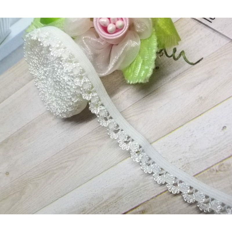 Jual PER METER,KARET RENDA KERANG WARNA BROKEN WHITE LEBAR 0.8CM ...