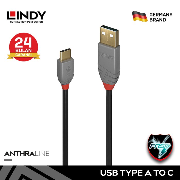 Jual LINDY Kabel Data 3M Kabel Charger Type C USB 2 Type A to C Fast
