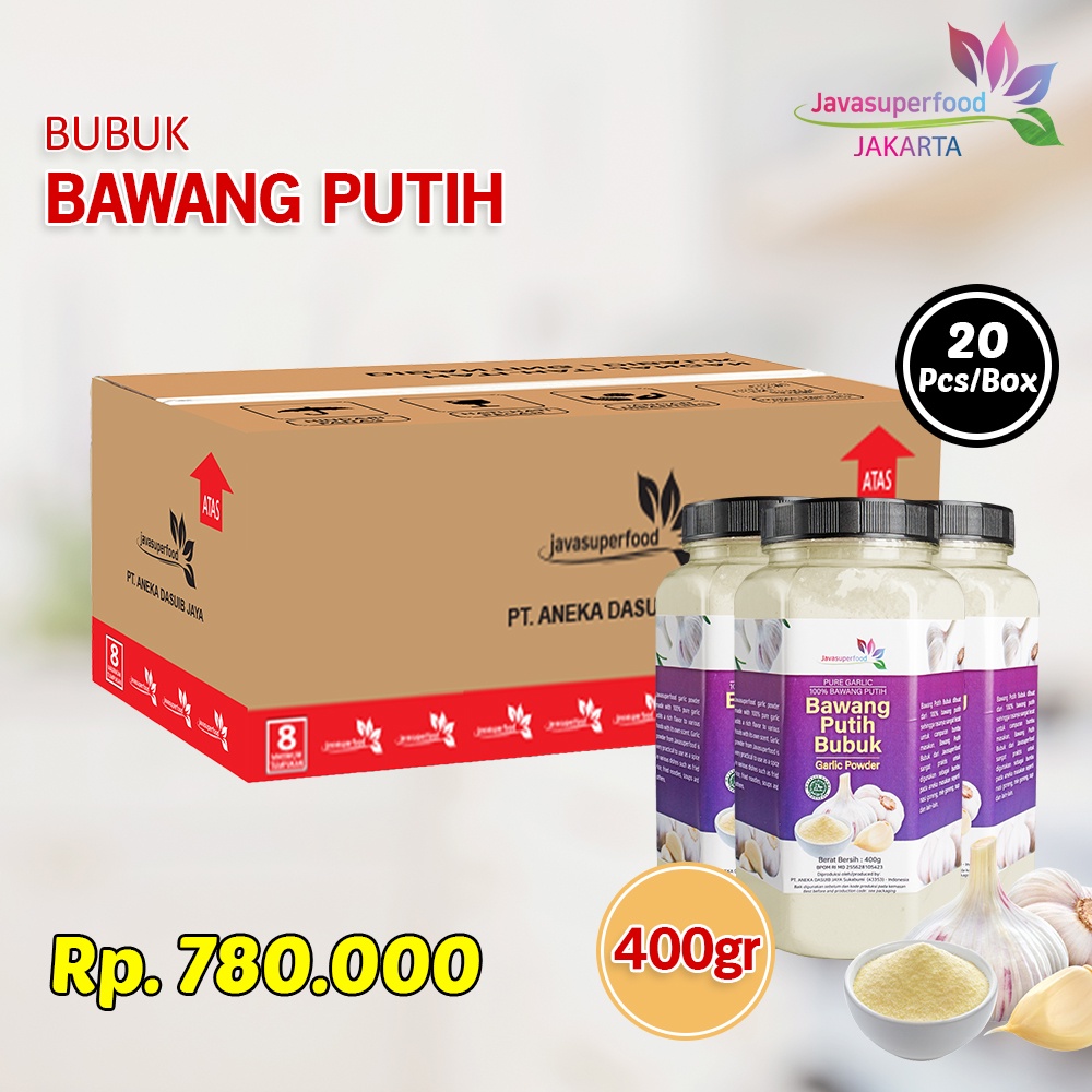 Jual Bubuk Bawang Putih / Garlic Powder Botol 400g (1dus) | Shopee ...
