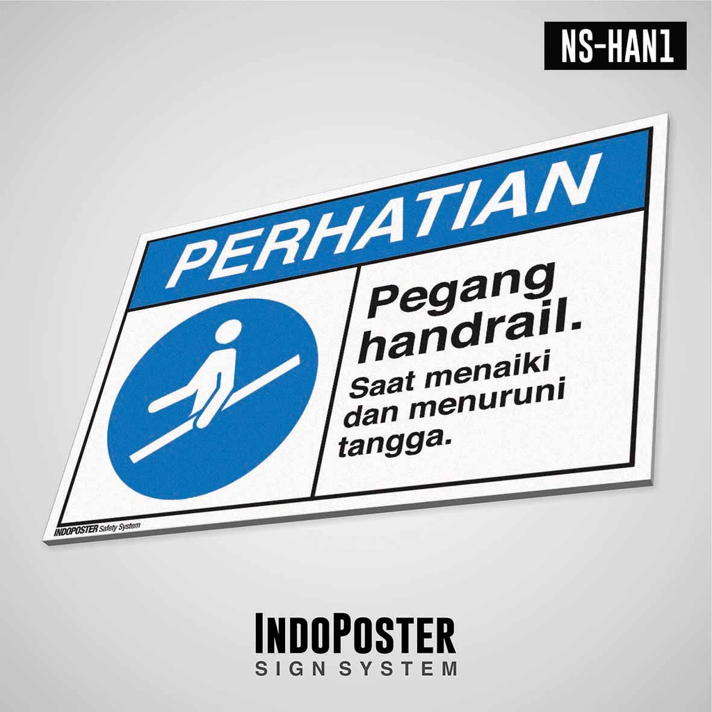 Jual Safety Sign Rambu K3 PVC ANSI Perhatian Gunakan Pegangan Handrail ...