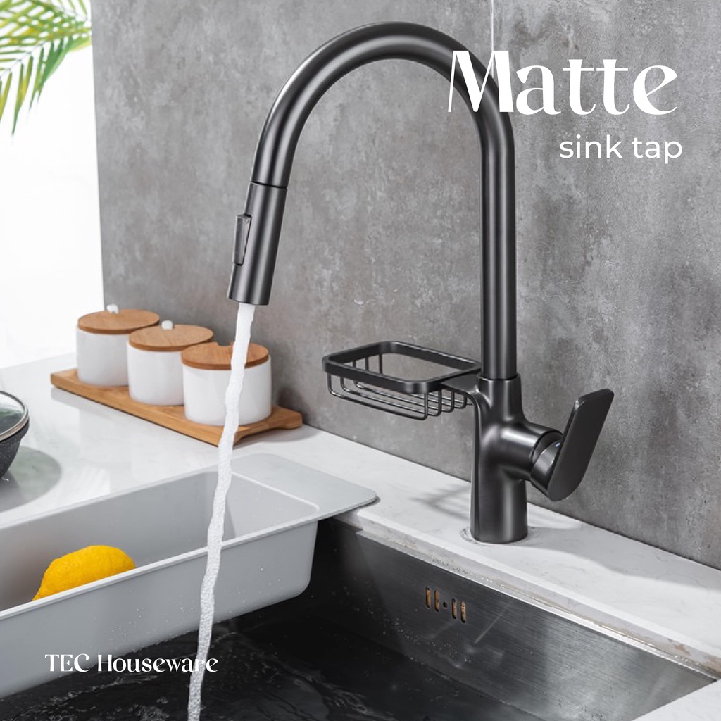 Jual Tecmatte Kitchen Faucet Pull Down Two Function Sprayhead Keran Dapur Kitchen Sink Faucet