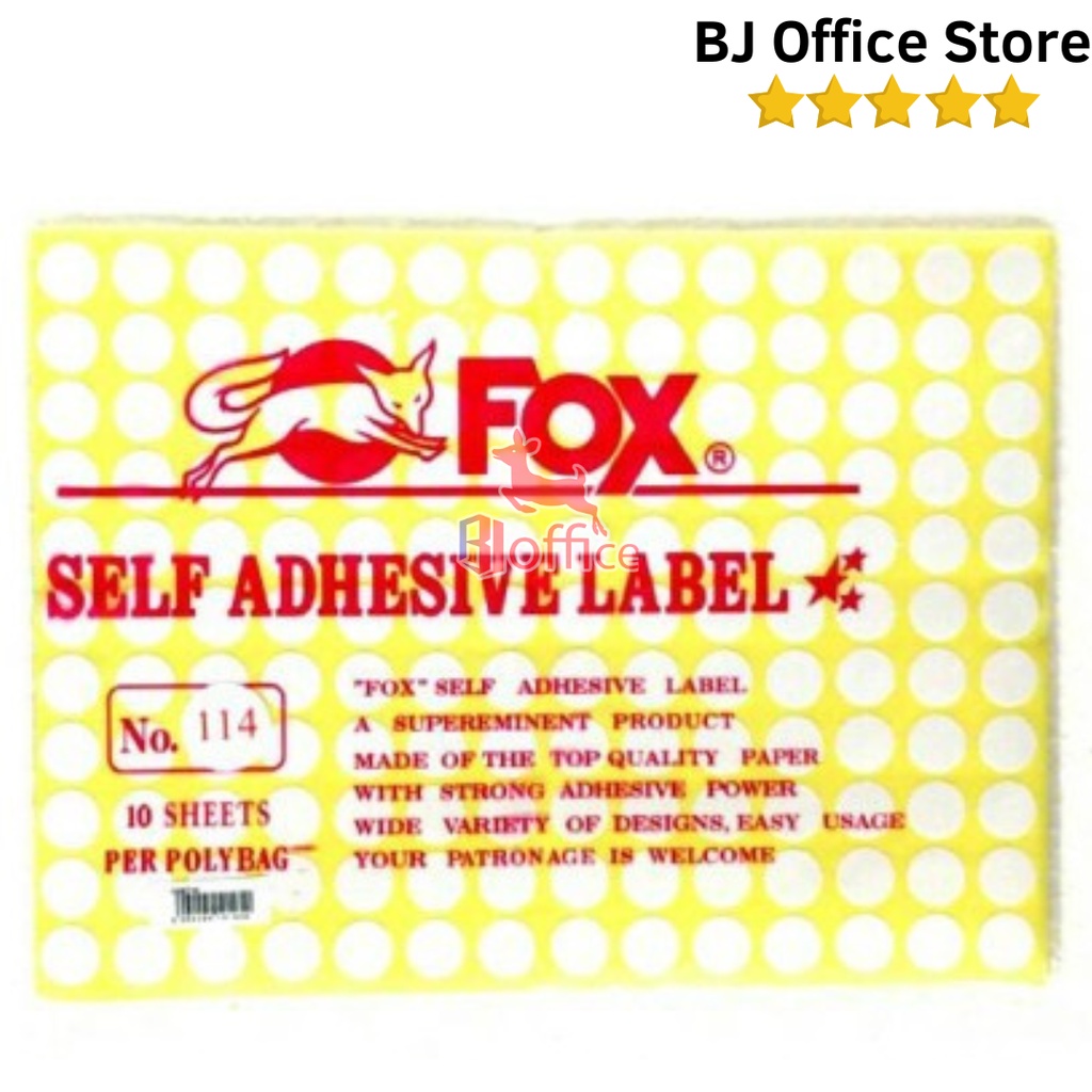 Jual Kertas / Label Stiker Fox No. 114 ukuran 13 mm / Bulat / Lingkaran ...