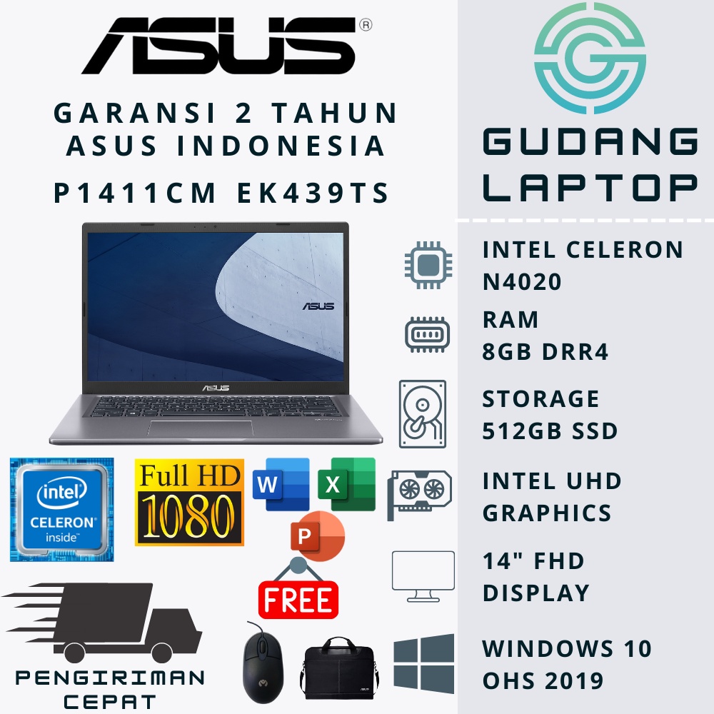 Jual Laptop Asus Expertbook P1411cma N4020 8gb 512gb Fhd Win10 Ohs Slate Grey Shopee Indonesia 4841