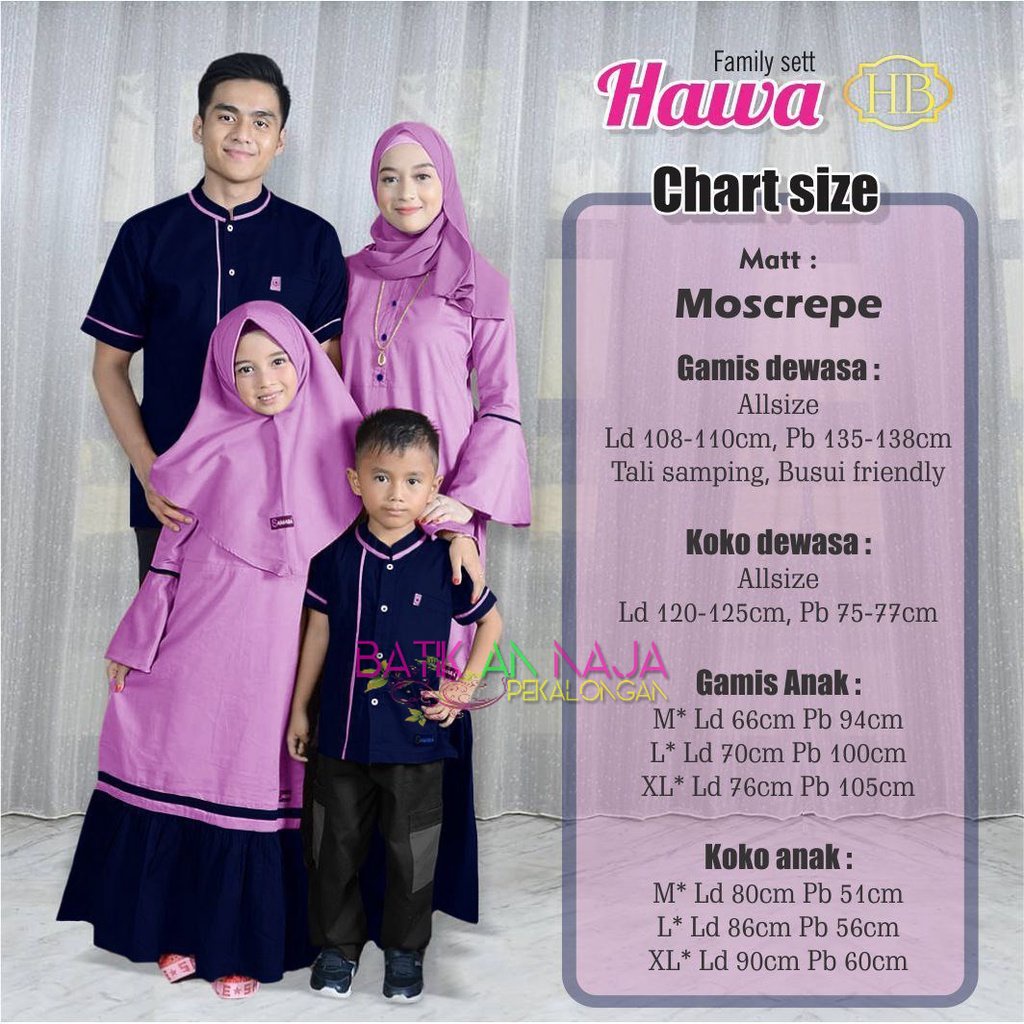 Jual Pakaian Couple Keluarga Muslim Hawa Family Sett Premium Shopee