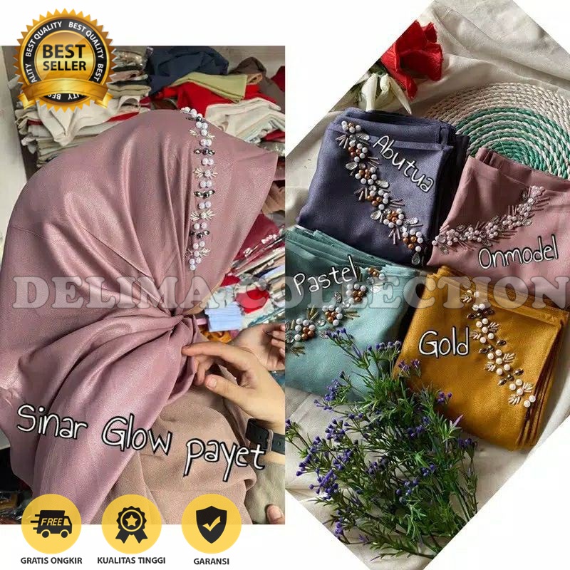 Jual Jilbab Segi Empat Payet Ansania Shinar Hijab Pesta Gliter Payet Mutiara Premium Shopee 7418