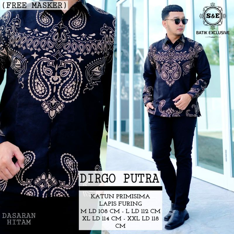 Jual Dirgo Putra Kemeja Batik Hitam Lengan Panjang Full Furing ORIGINAL ...