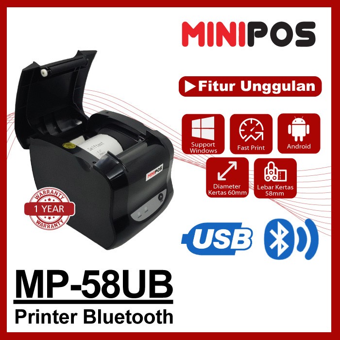 Jual Printer Kasir Minipos Mp Ub Usb Bluetooth Head Thermal Awet