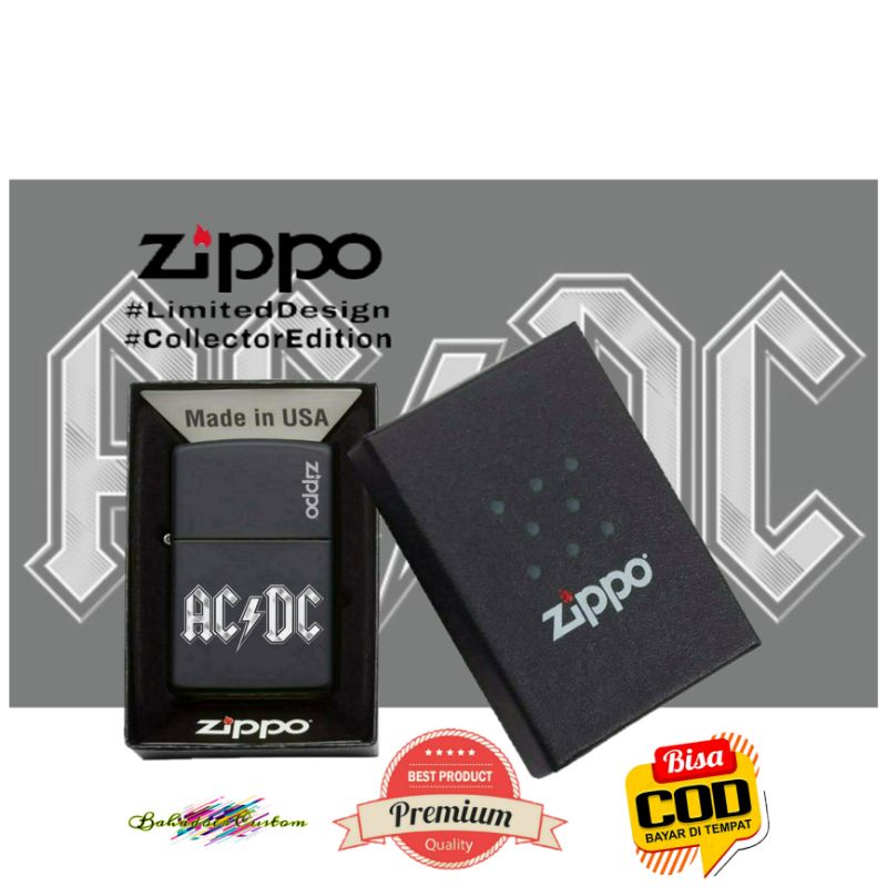 Jual ZIPPO BLACK MATTE CUSTOM PRINT UV ACDC SILVER DESIGN BISA REQUEST ...