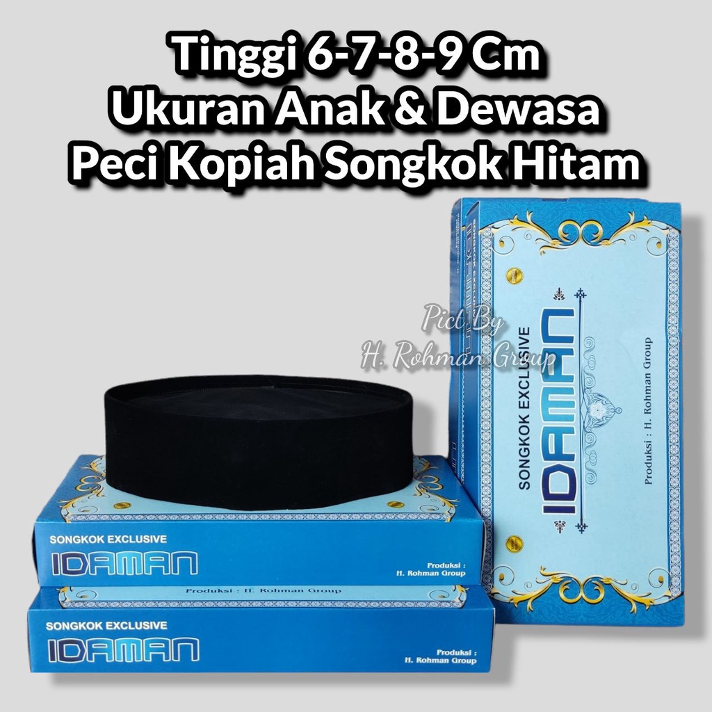 PECI HITAM PENDEK TINGGI 6CM 7CM 8CM 9CM KOPIAH SONGKOK NASIONAL IDAMAN POLOS