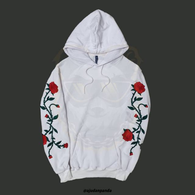 H m hoodie White rose