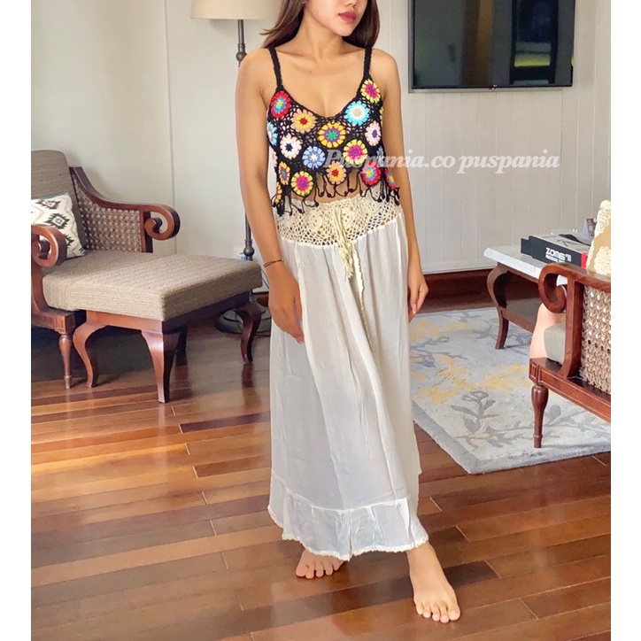 Jual Crop top Rajut Bali summer wear | Crochet Bali rompi rajut ...
