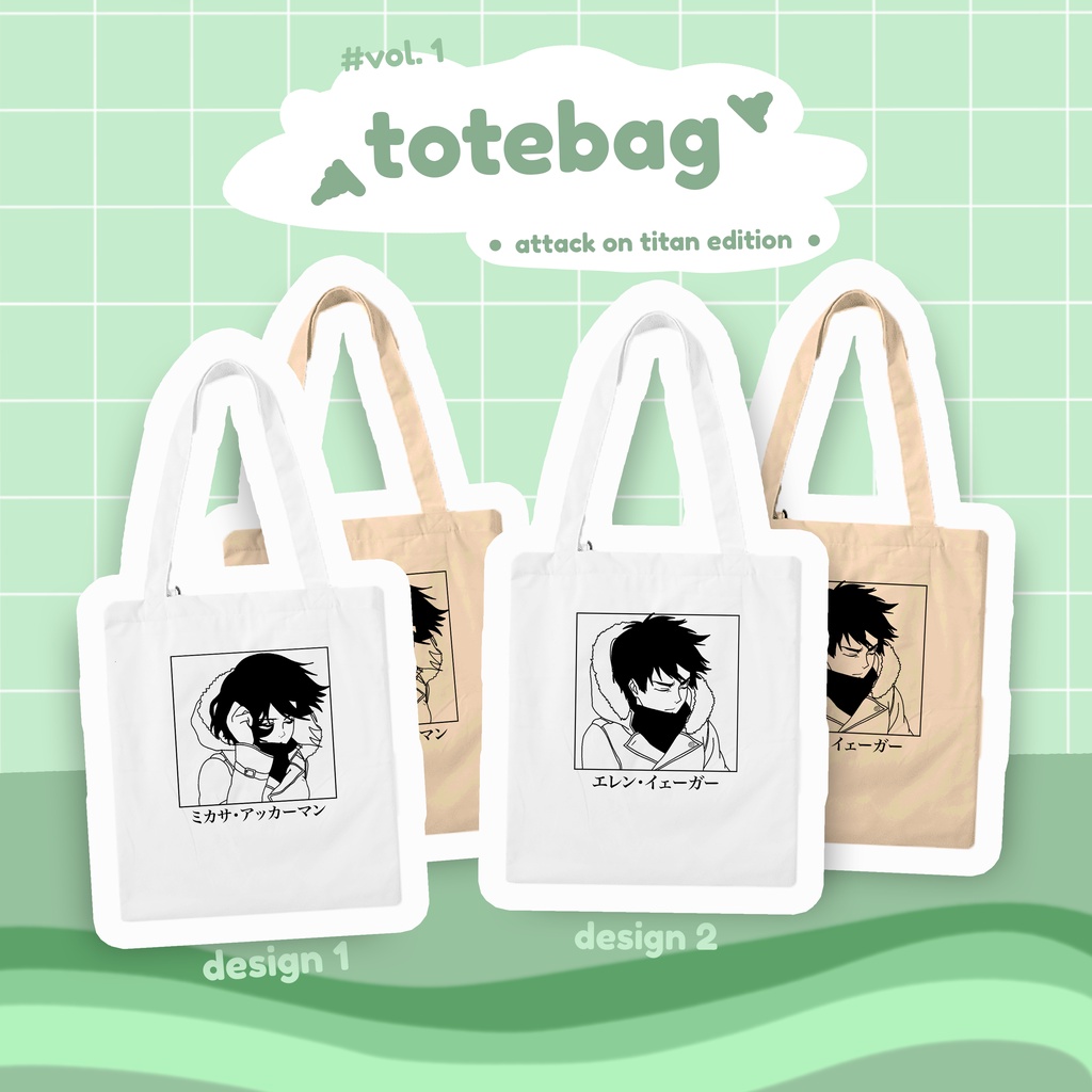 Jual Anime Tote Bag Eren Mikasa Tote Bag Attack on Titan Merch ...