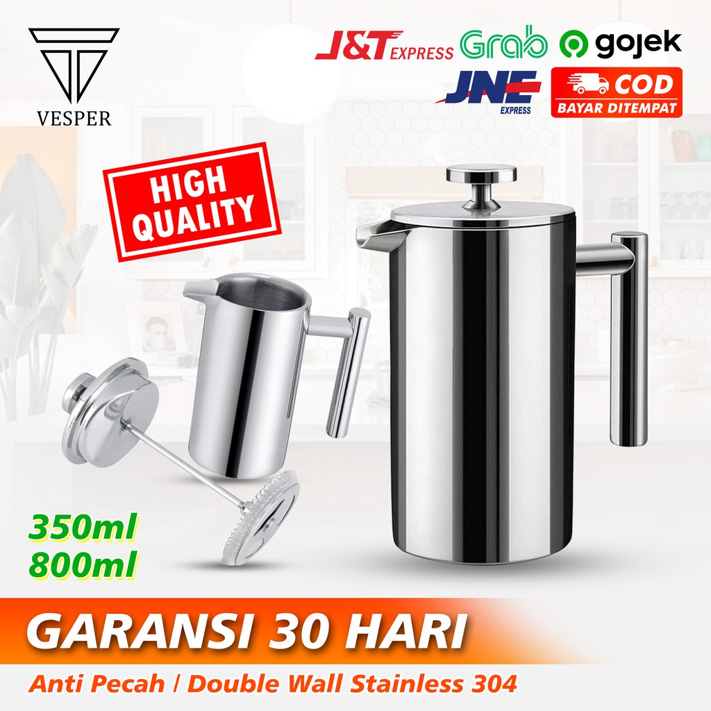 Jual French press coffee stainless plunger / coffee tea maker / espresso maker / kopi teh
