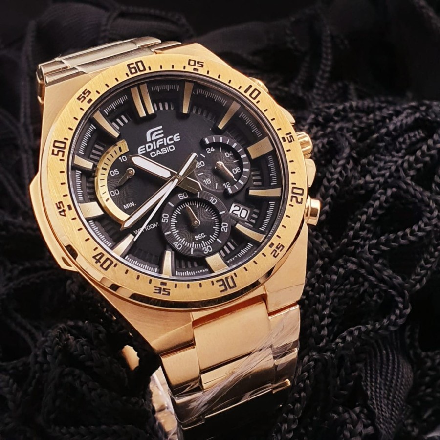 Jam Tangan Casio Edifice EFR 563 Rantai Stainless Gold Premium Limited Crono Aktif